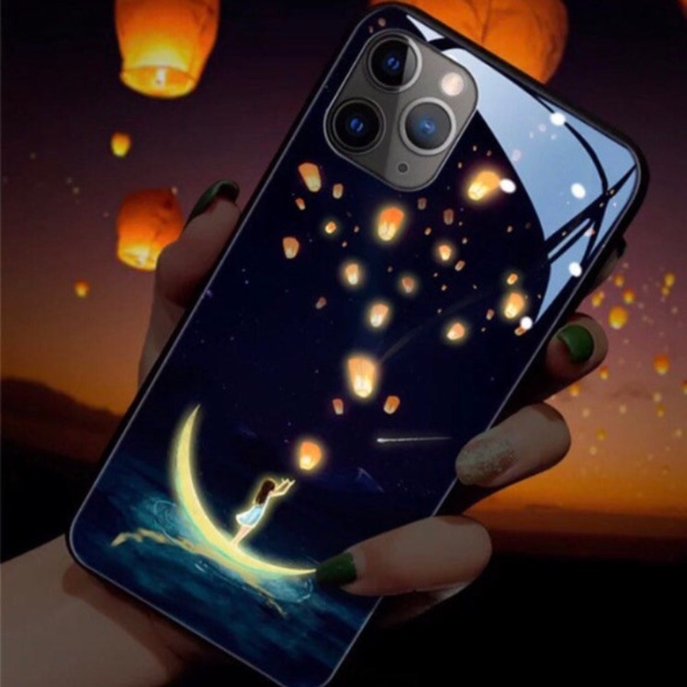 iPhone cases cute girl with flowers LED changes colors red blue green yellow